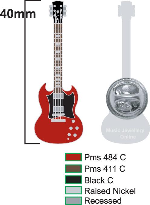 Gibson SG Style Guitar Pin Badge - Heritage Cherry Colour