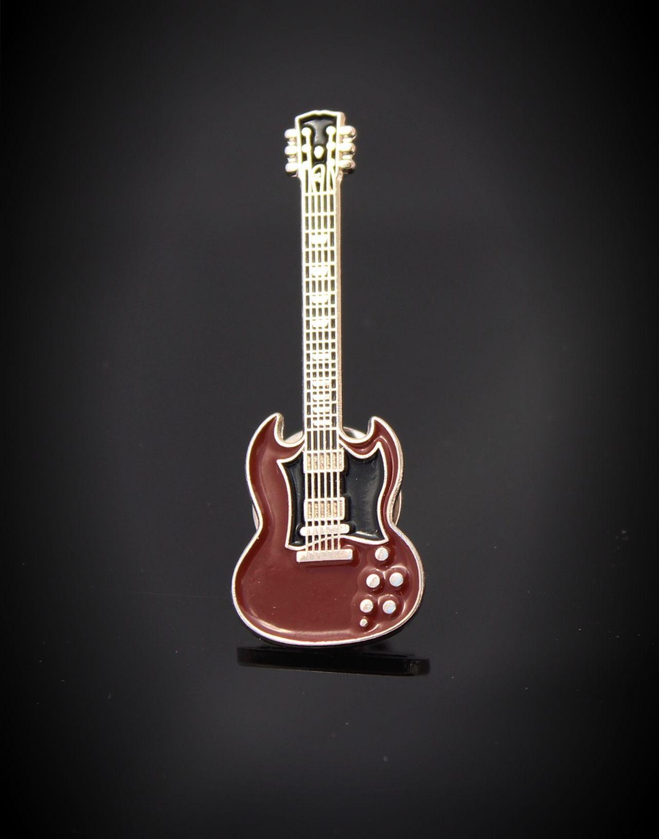 Gibson SG Style Guitar Pin Badge - Heritage Cherry Colour