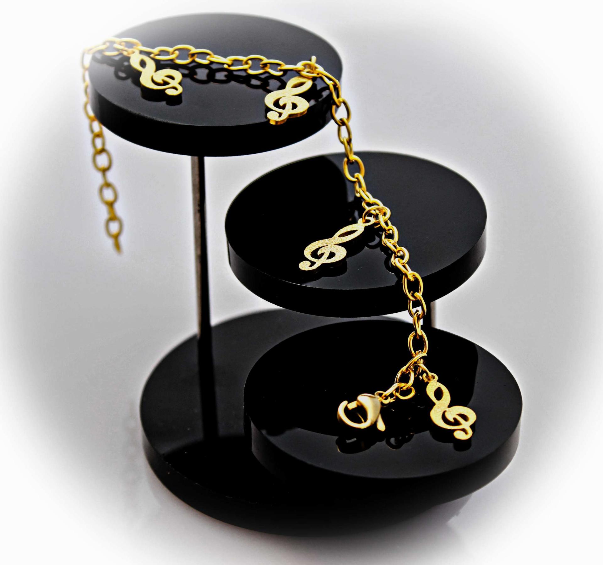 Treble Clef Gold Sandblasted Link Bracelet /Anklet