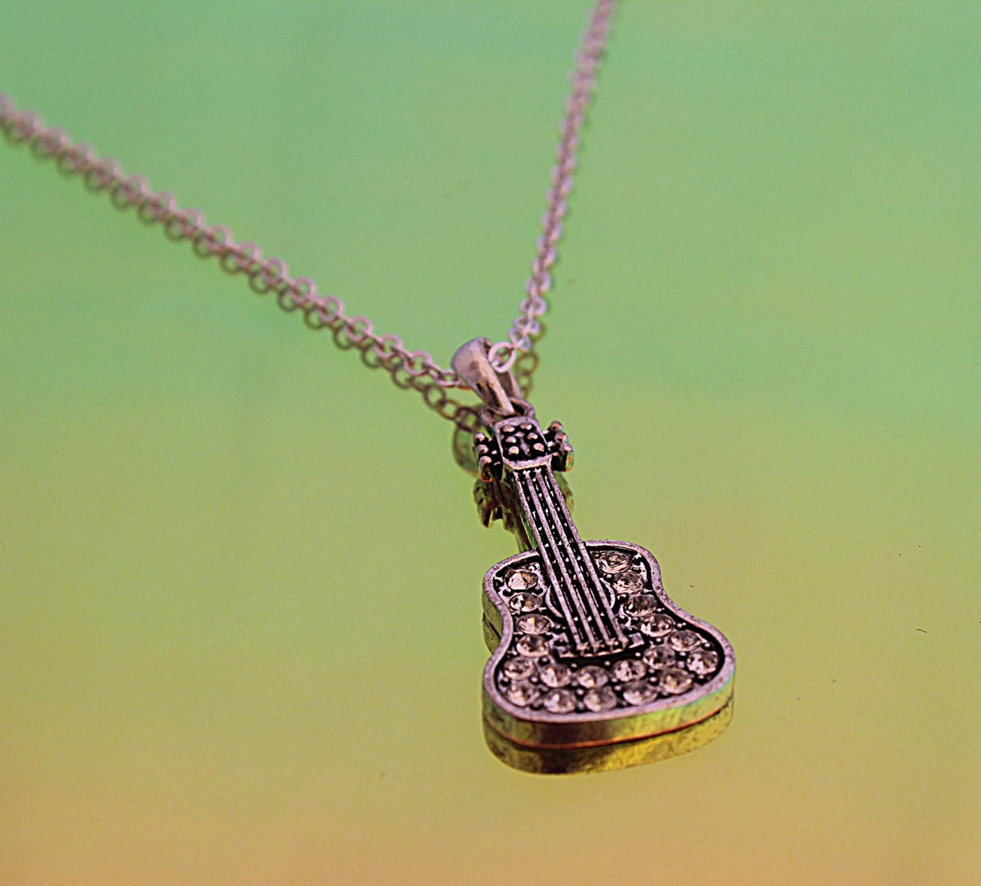 Guitar Necklace With Crystals