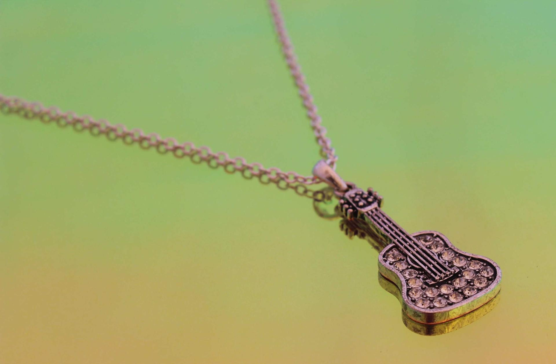 Guitar Necklace With Crystals