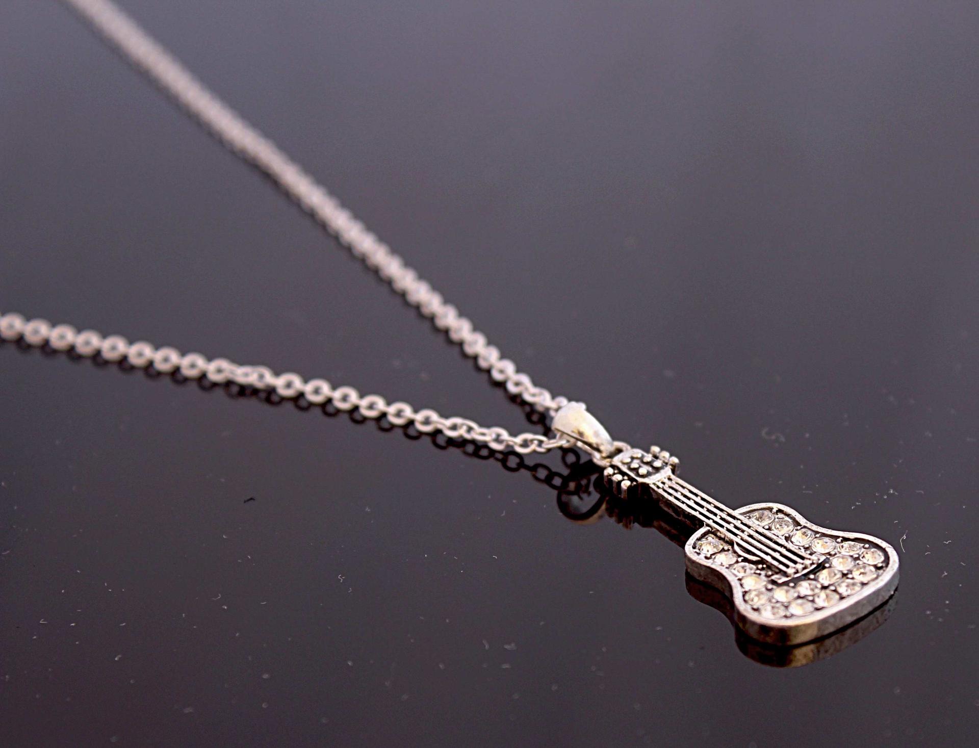 Guitar Necklace With Crystals