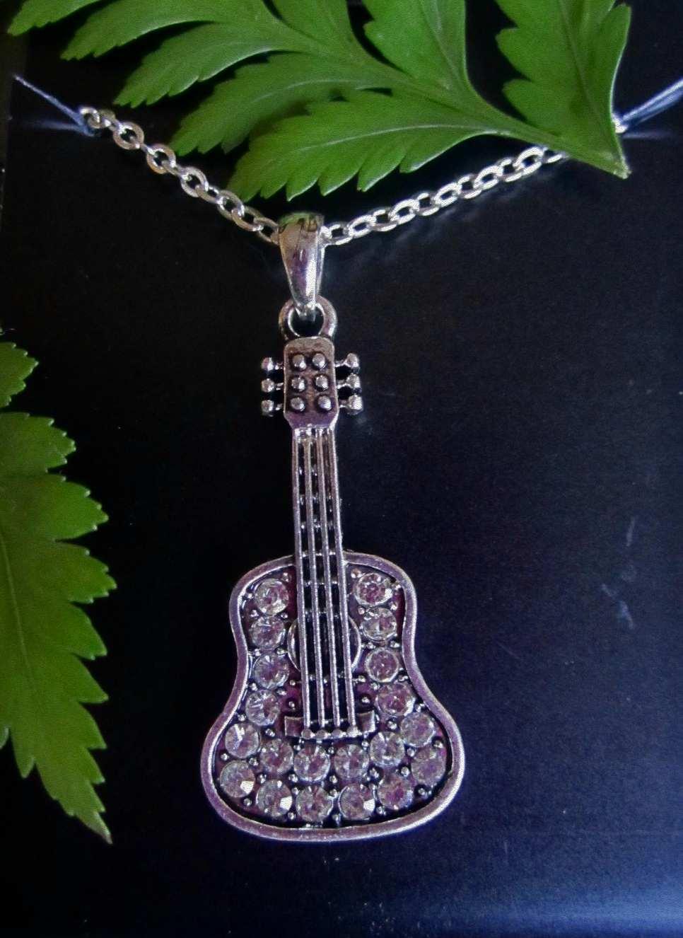 Guitar Necklace With Crystals