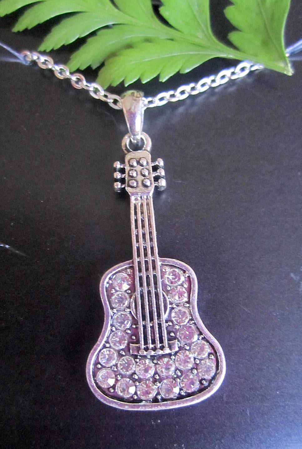 Guitar Necklace With Crystals