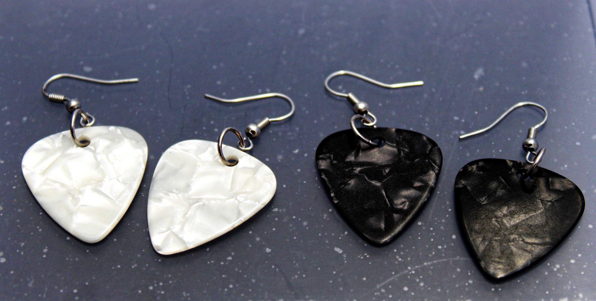 Guitar Pick Earrings - Choice of Pearlised Colour