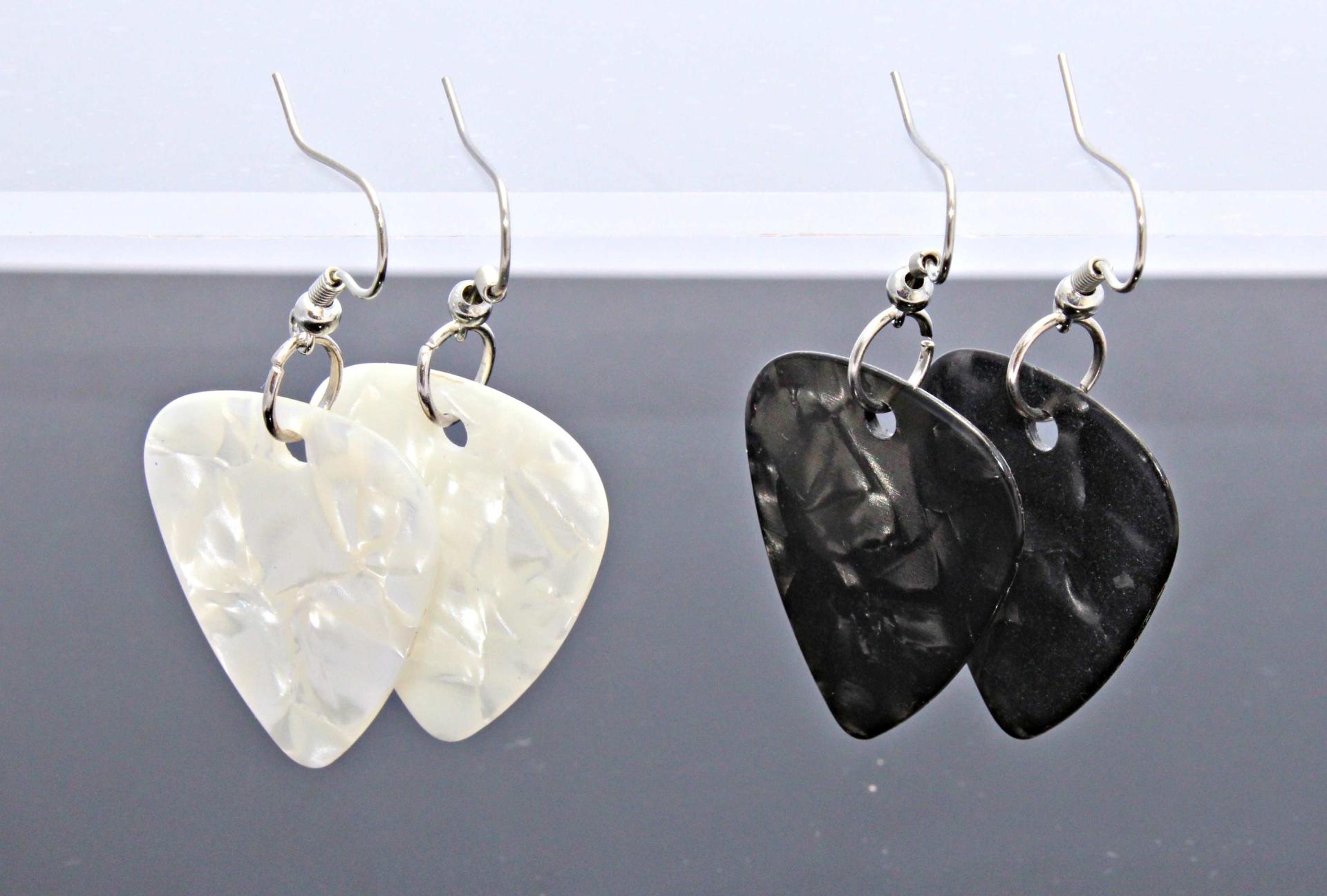 Guitar Pick Earrings - Choice of Pearlised Colour