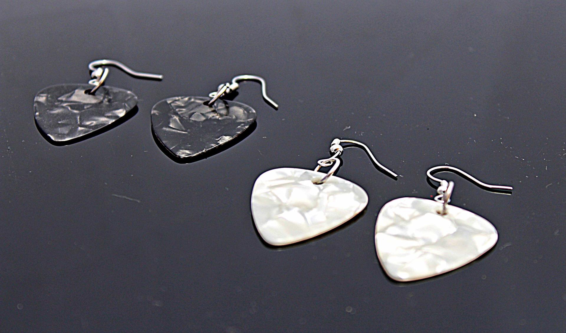 Guitar Pick Earrings - Choice of Pearlised Colour