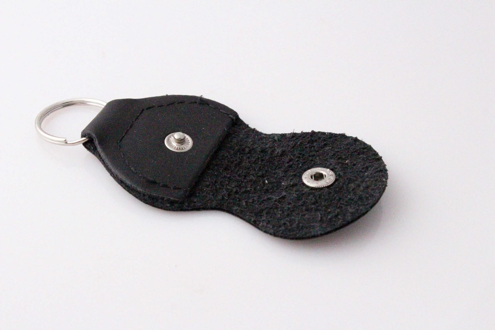 Guitar Pick Holder Keychain Genuine Leather