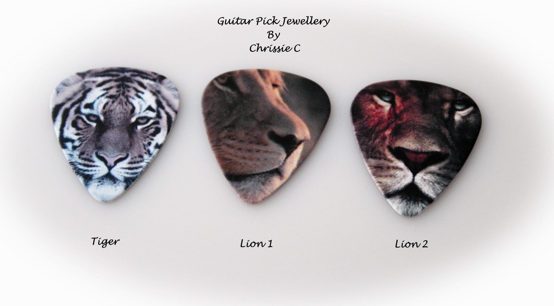 Guitar Pick Adjustable Ring - Lion or Tiger Design!