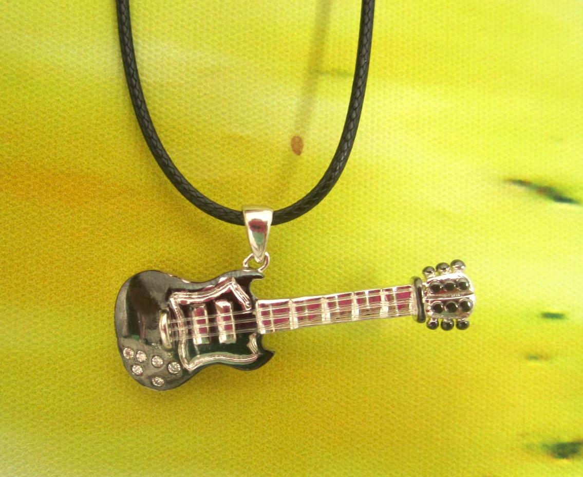 Guitar Pendant - Stone Guitar with Stones and Nylon Strings