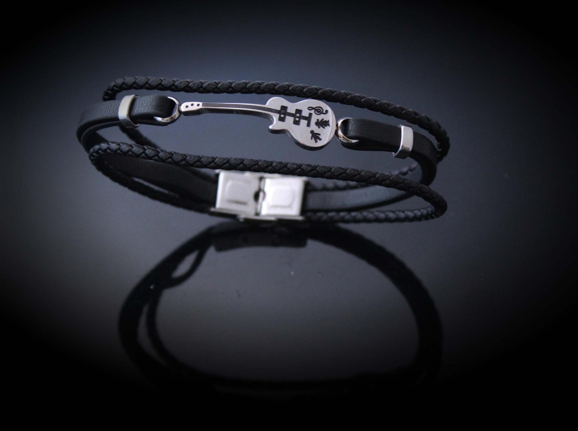 Guitar Bracelet - Stainless Steel and Leather