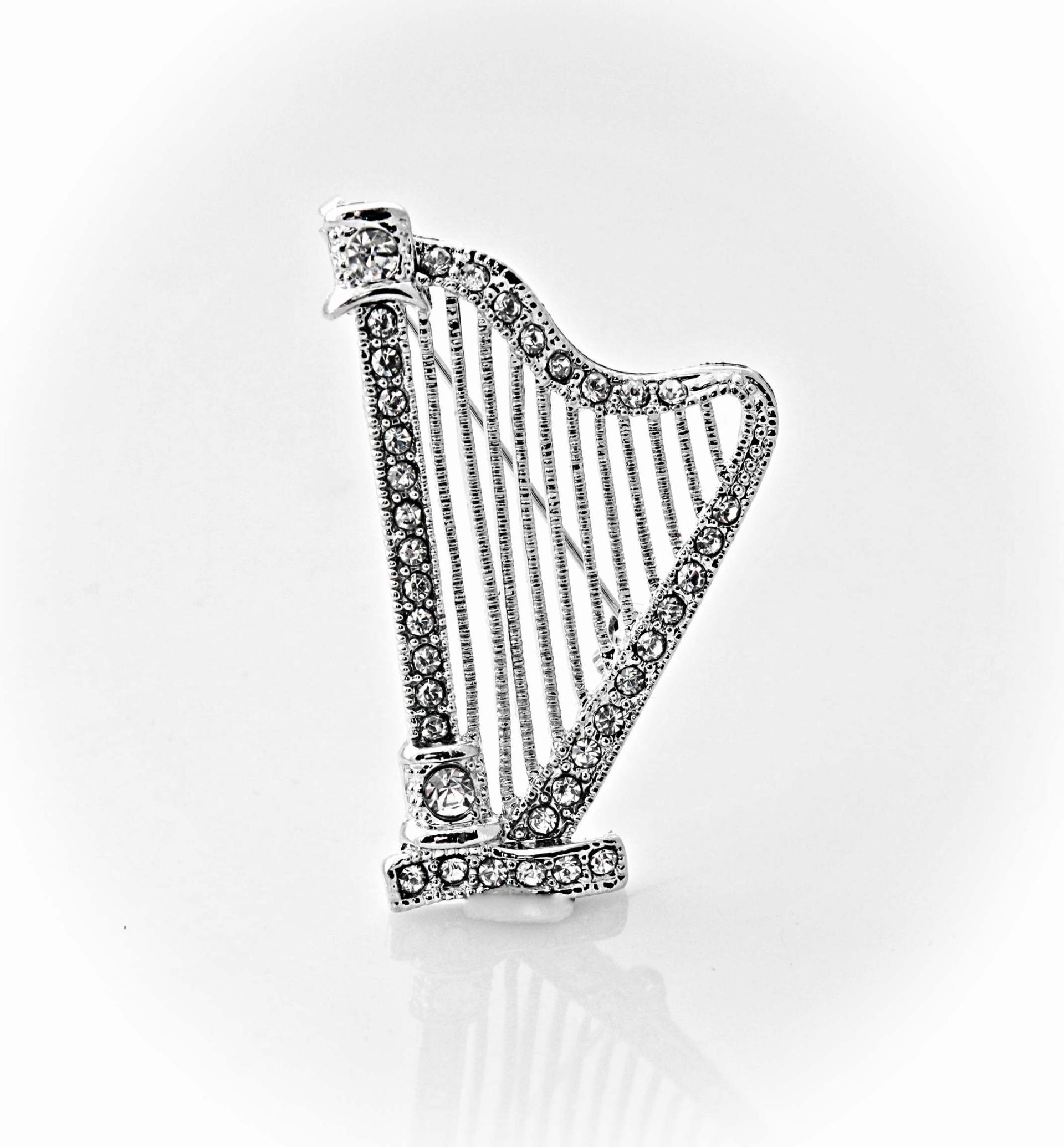 Harp Pin Brooch With Crystal