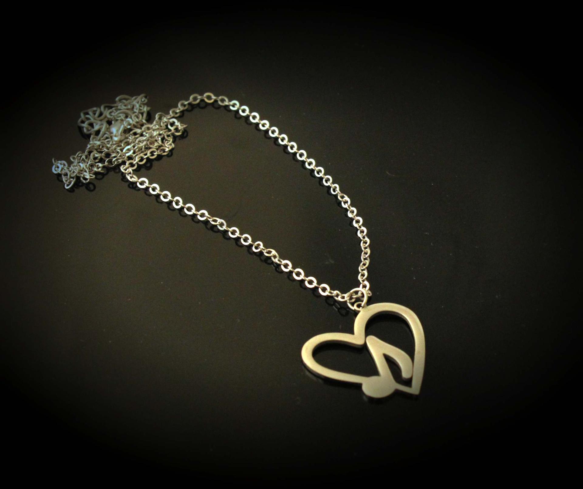 Music Note in Heart Necklace