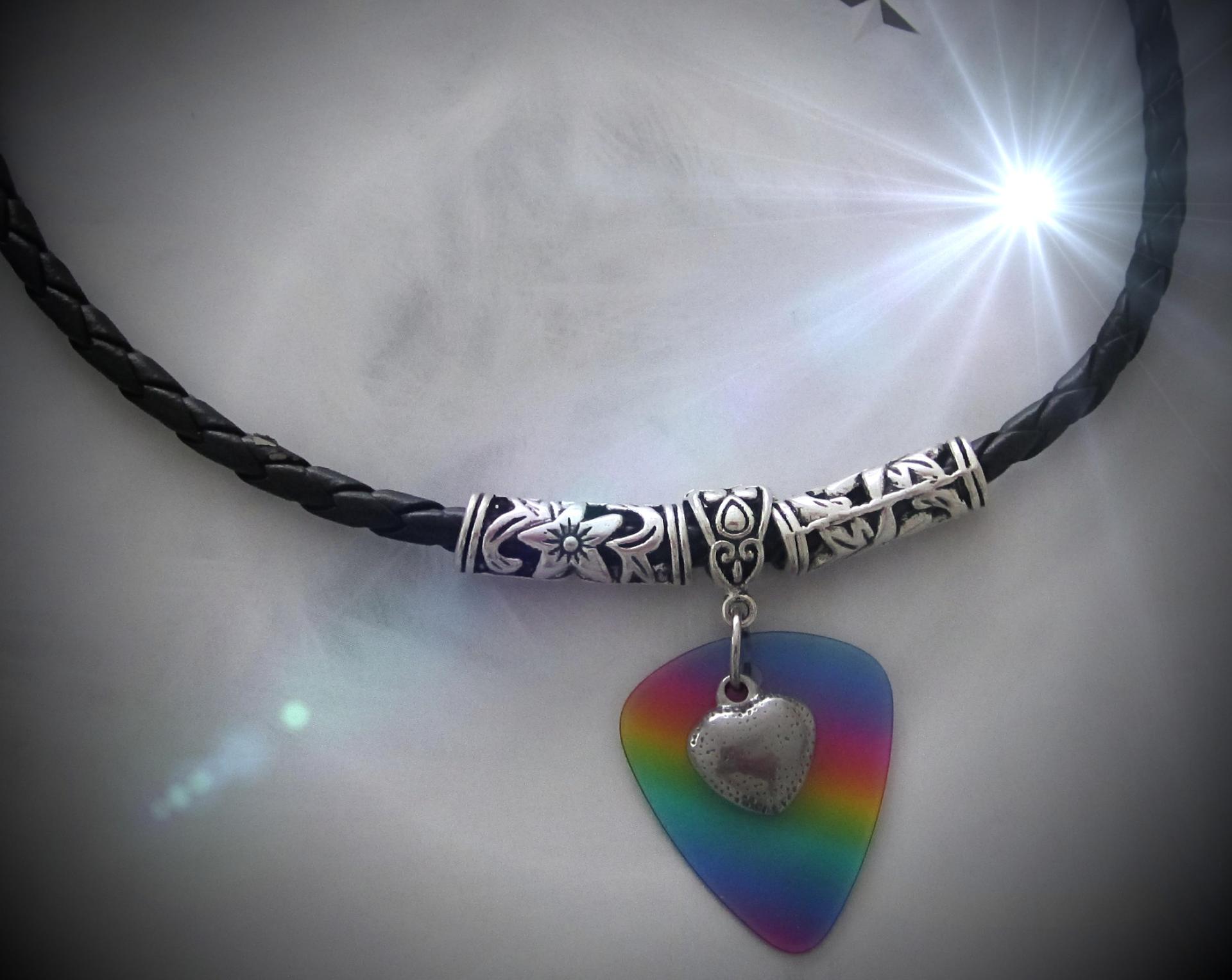 Love Heart On Guitar Pick Choker Necklace