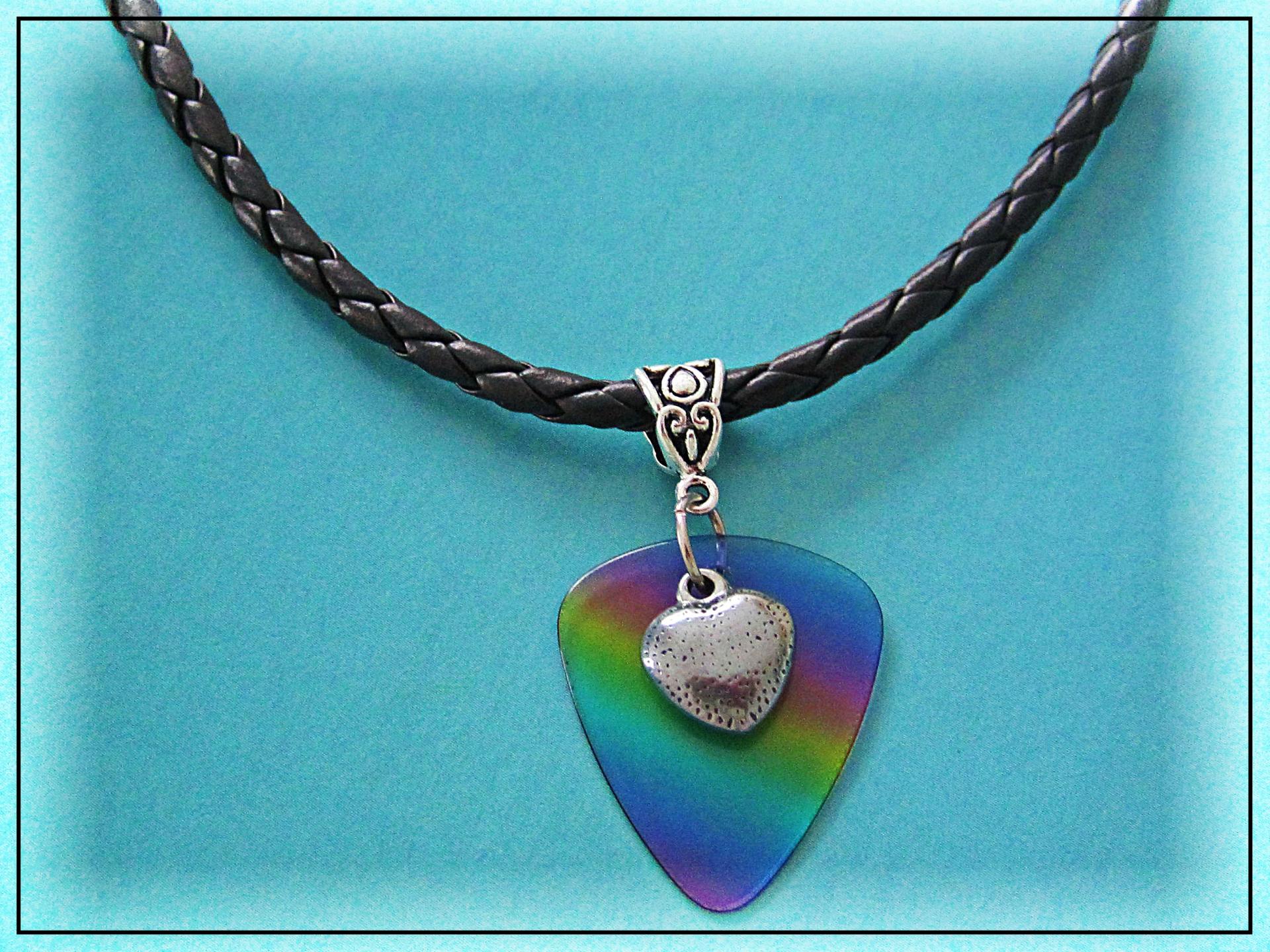 Love Heart On Guitar Pick Choker Necklace