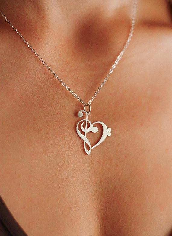 Bass and Treble Clef Unique Necklace