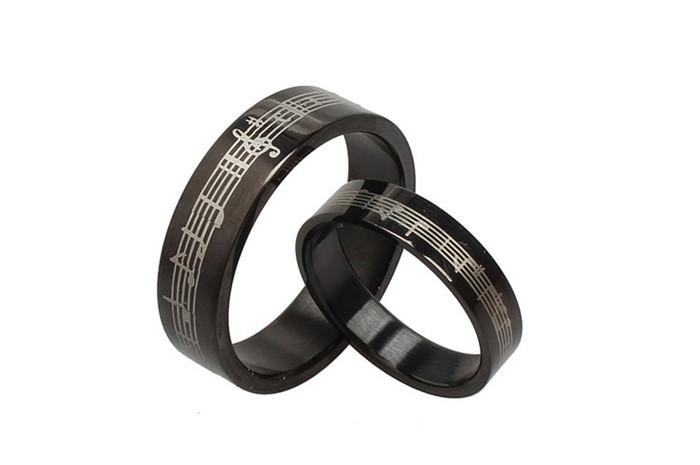 Music Ring - Romantic Black Stainless Steel Music band rings