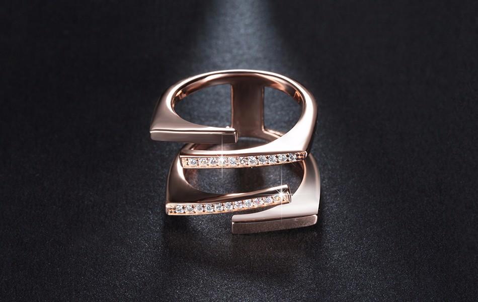 18K Rose Gold/Platinum Plated - Unique Geometric Design with Austrian Crystal