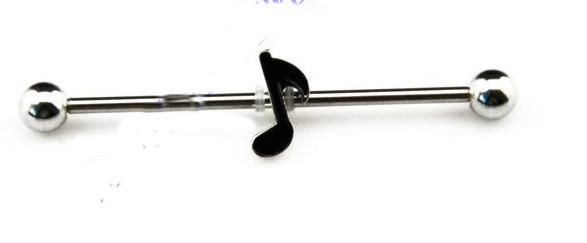 Music Note Screw Industrial Barbell  Body Jewellery