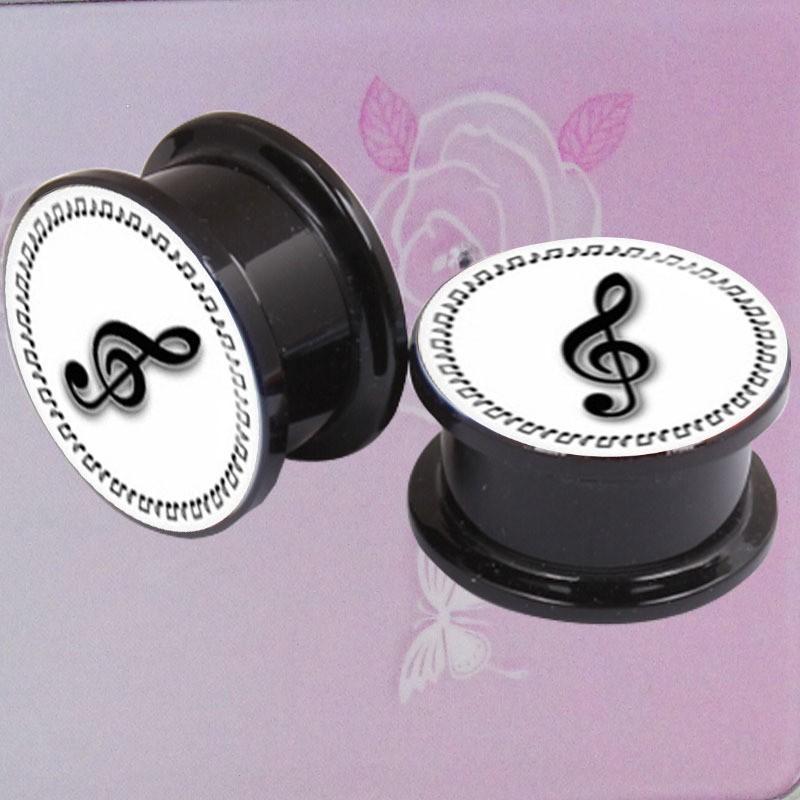 Treble Clef and Notes Ear Plug Expander Tunnel