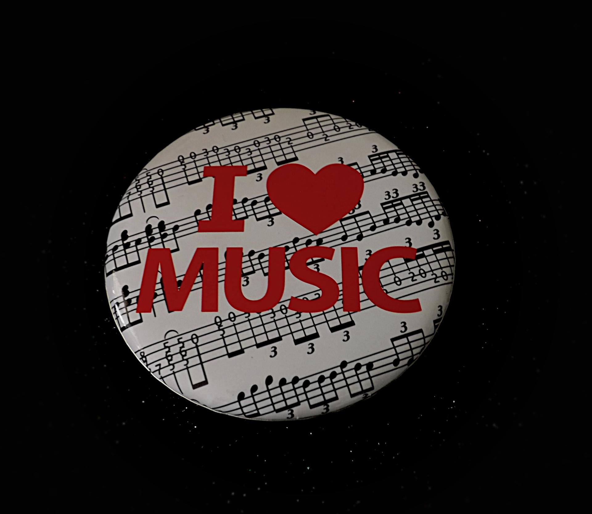 "I Love Music" Button Badge