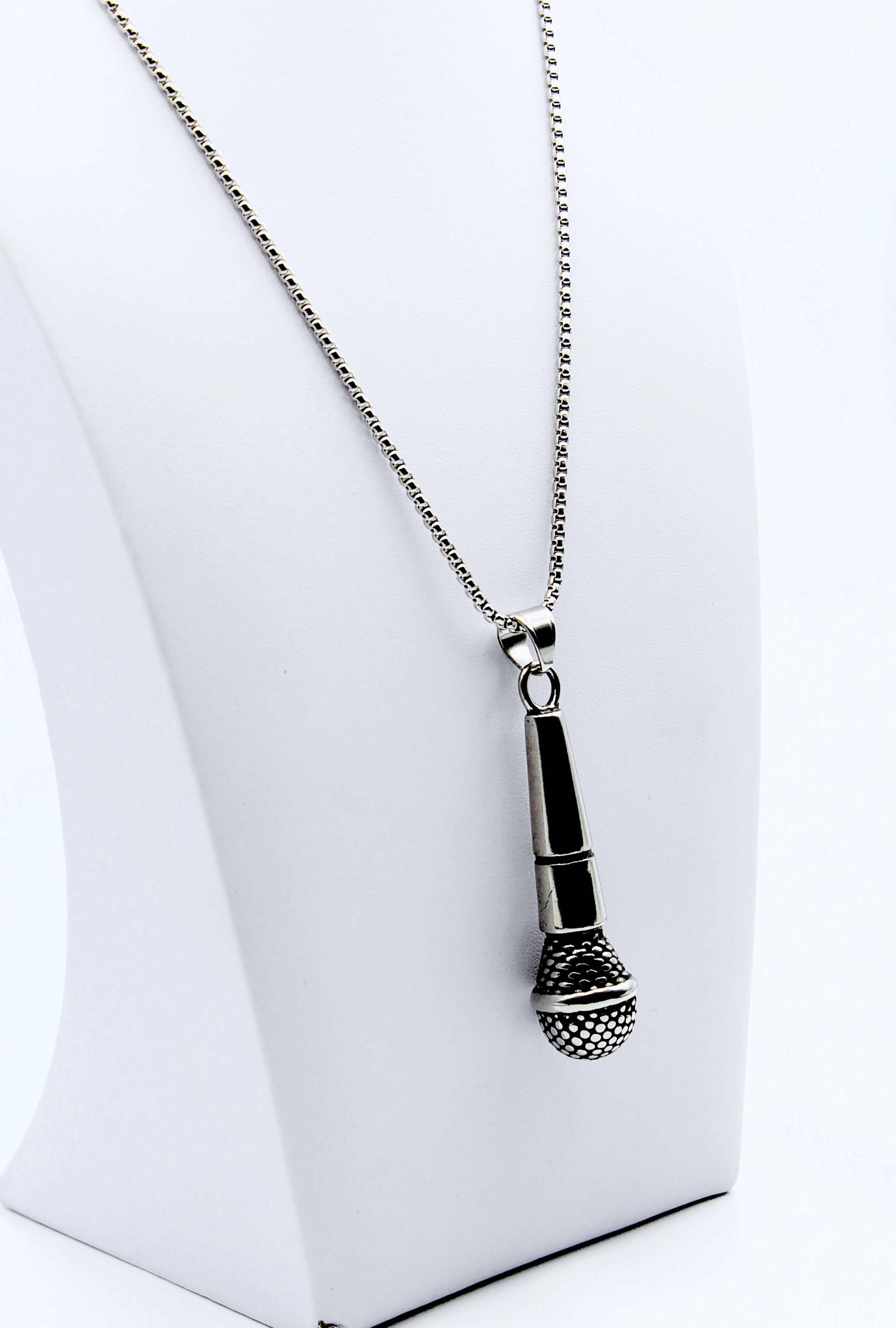 Microphone Pendant  "Jumbo Super Size" Stainless Steel