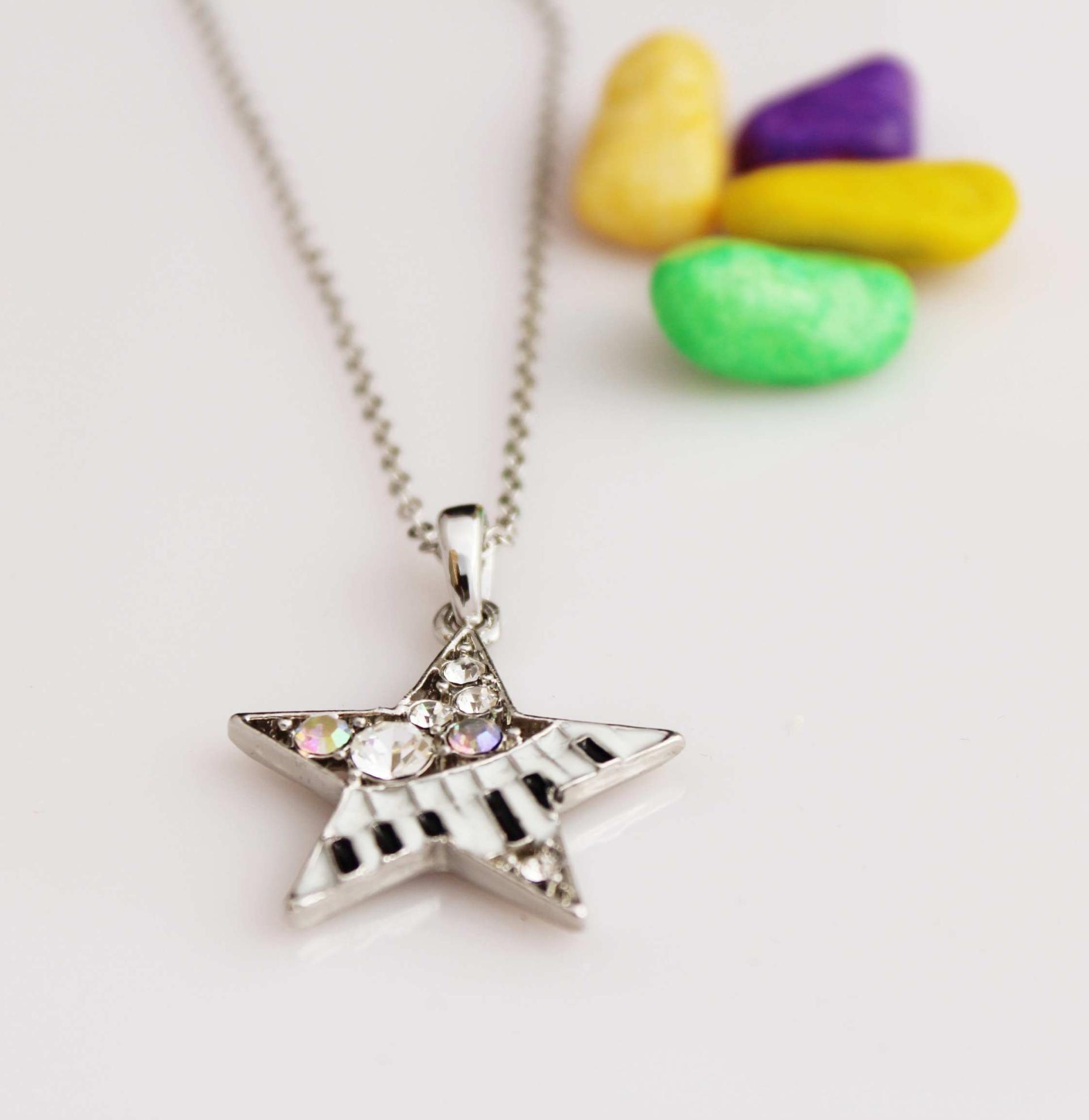 Keyboard & Star Music Necklace