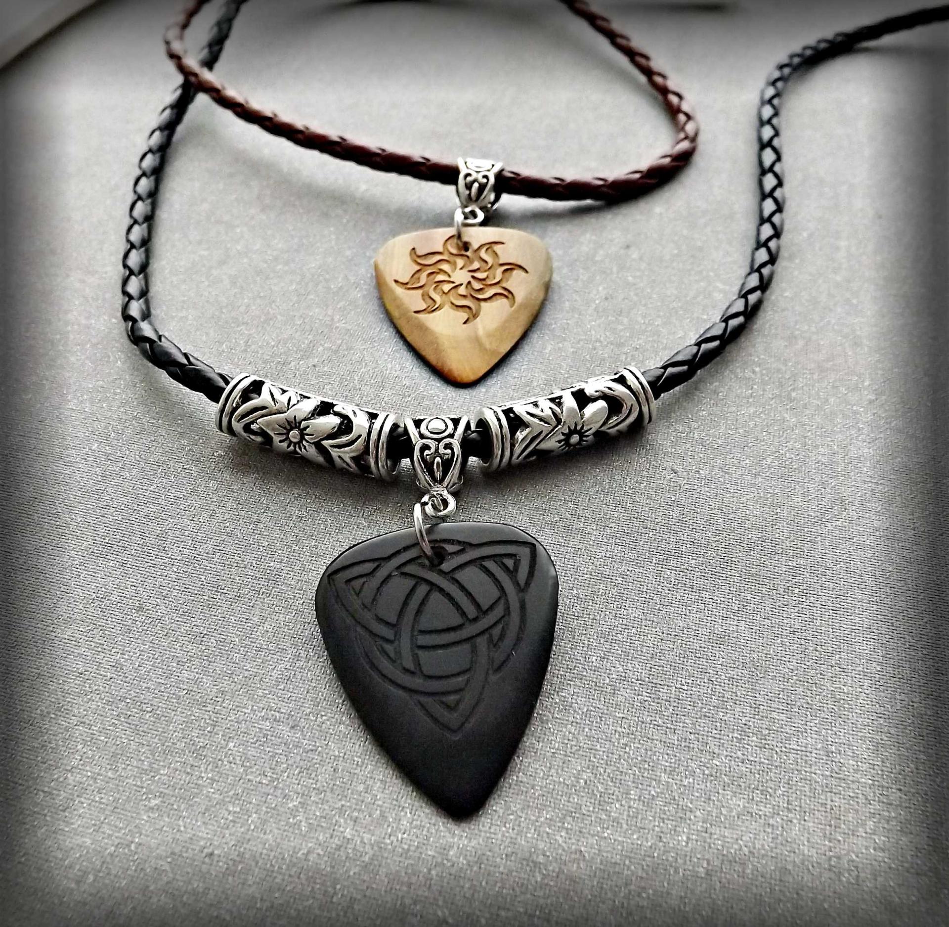 Timber Guitar Pick Chokers - 2 Designs - Customisable