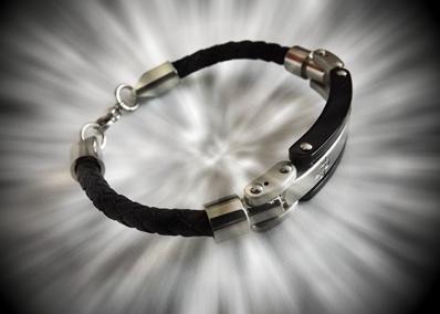 Leather & Stainless Steel Watch Style Bracelet