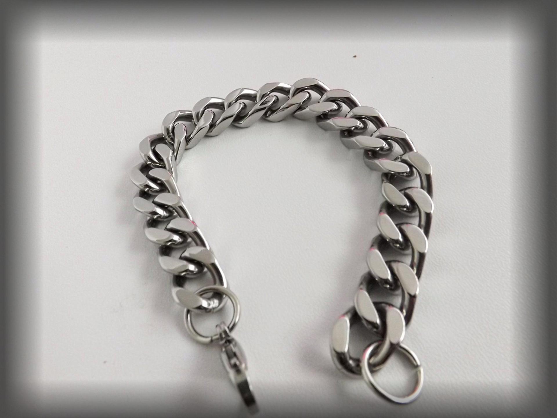 Mens Stainless Steel Lobster Claw Clasp Closure Curb Cuban Link Chain Bracelet