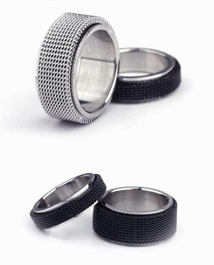 Mesh Ring in Stainless Steel - Black Mesh or Silver Mesh