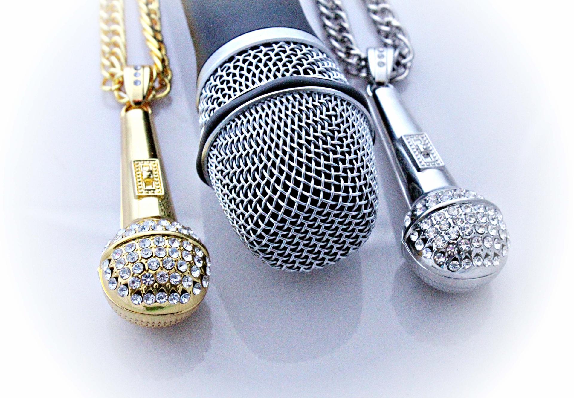 Microphone Necklace  Large Hip Hop /Rapper -Gold or Silver