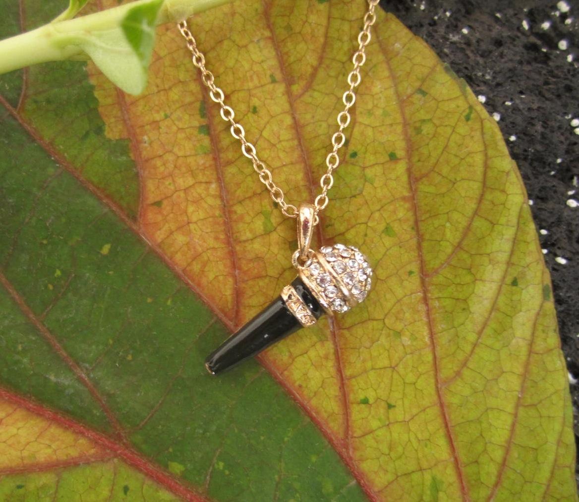 Microphone Necklace Gold Style