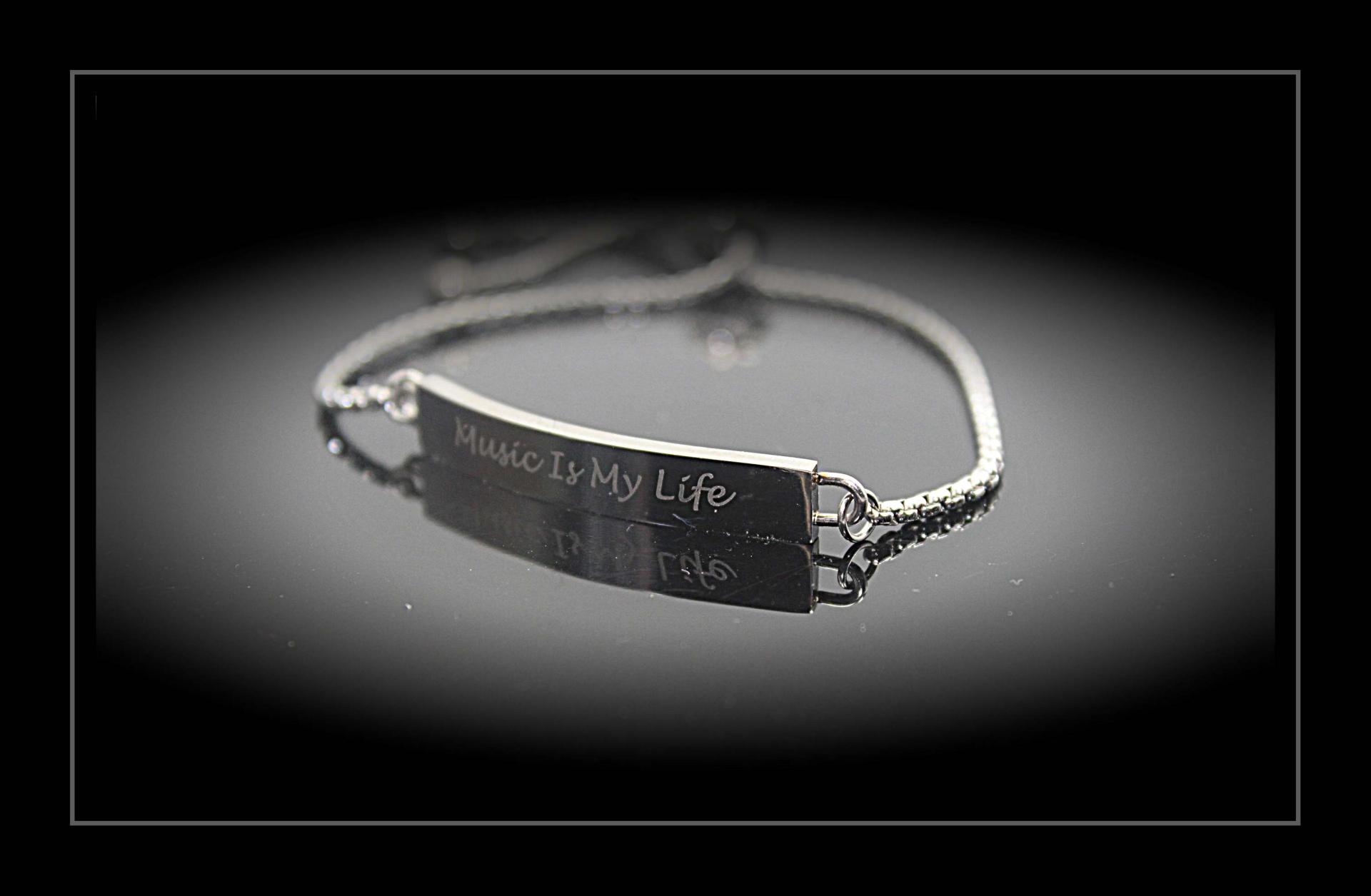 Music Is My Life Inspirational Stainless Steel Bracelet