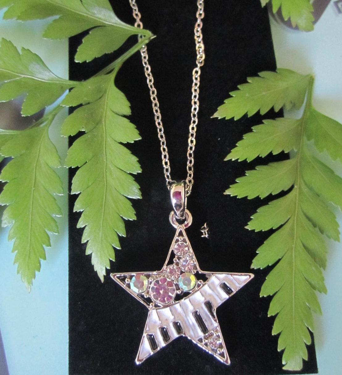 Keyboard & Star Music Necklace