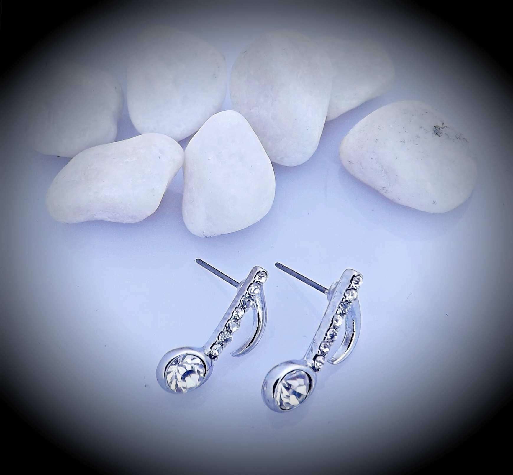 Music Notes With Crystal Stone Earrings