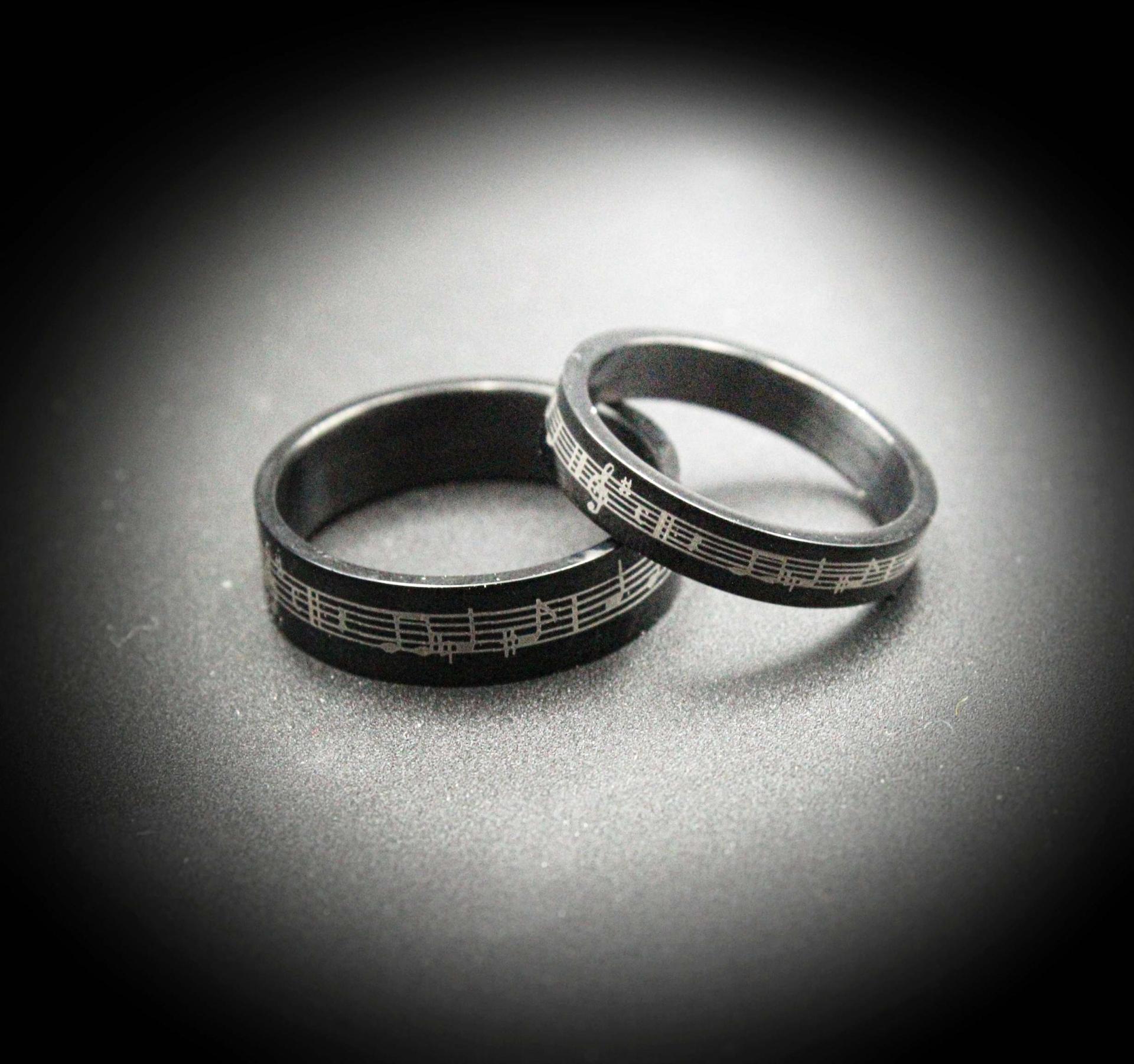 Music Ring - Romantic Black Stainless Steel Music band rings