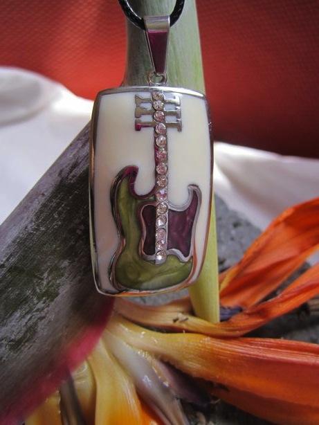 White Electric Guitar Musical Instrument Pendant