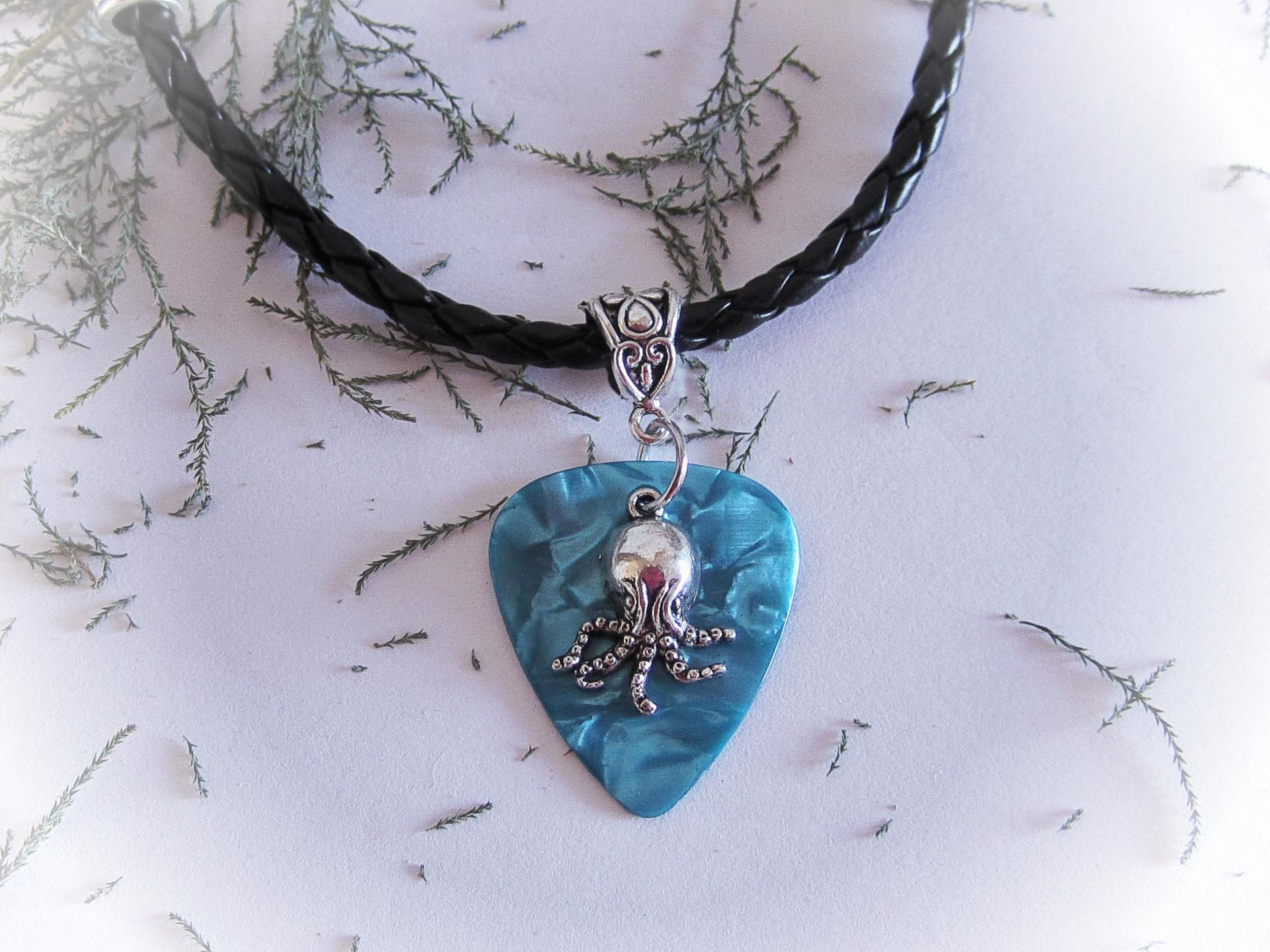 Octopus Charm Necklace -Guitar Pick Style