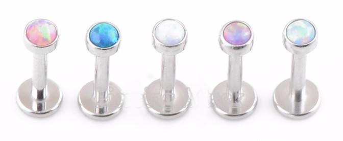 Opal Labret Studs - Body Jewellery 16G - Choice of Opal Colour