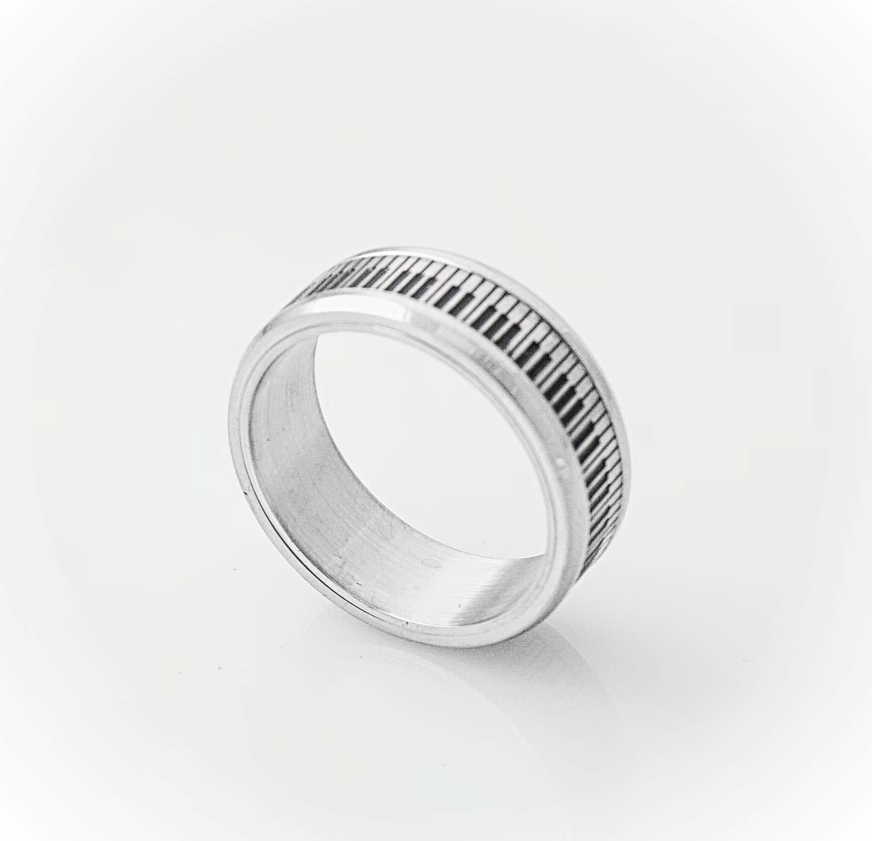 Piano Note Stainless Steel Ring With Spin Design