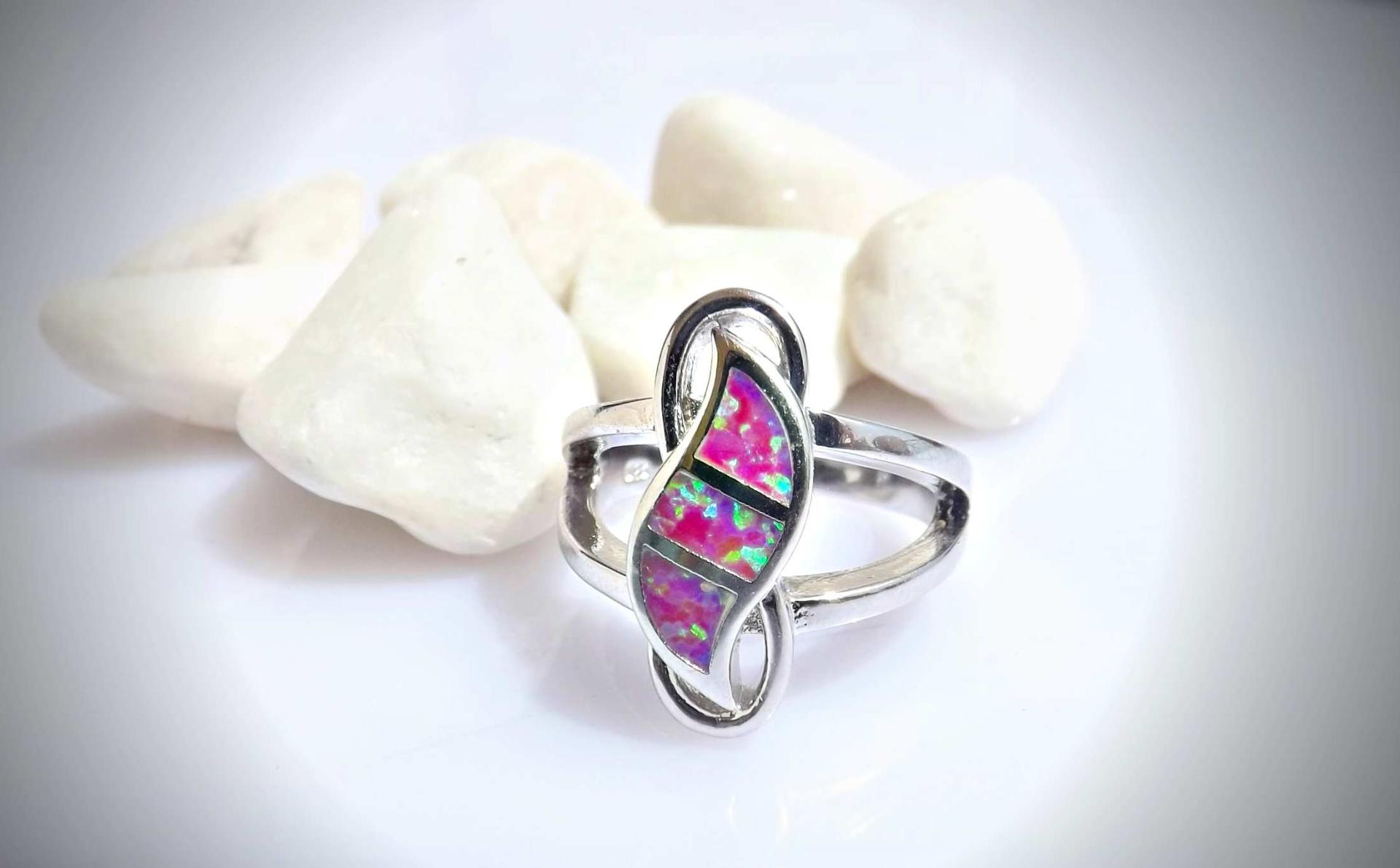 Pink Opal Ring - Unique Design