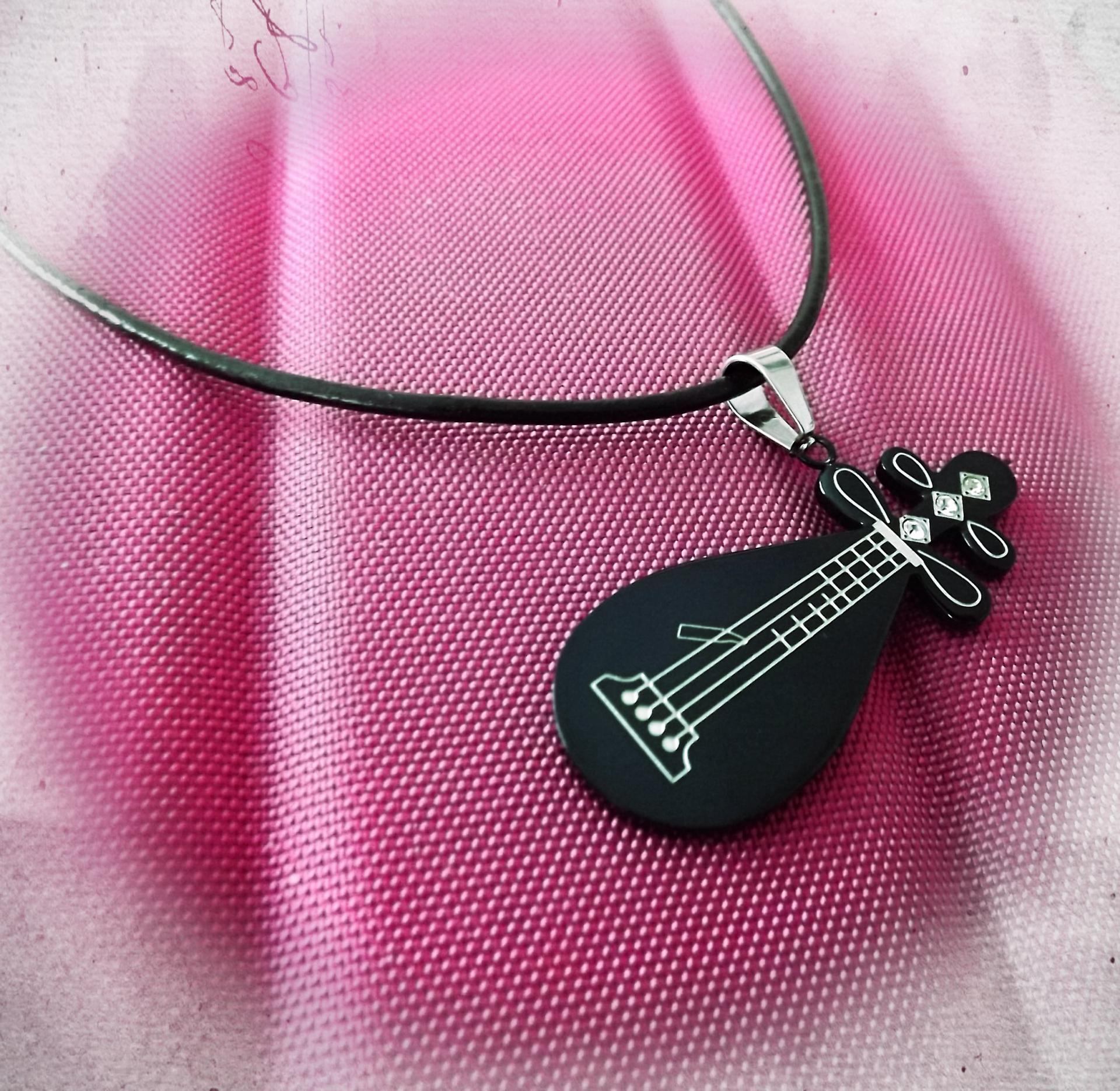 Pipa Chinese Guitar Pendant In Stainless Steel