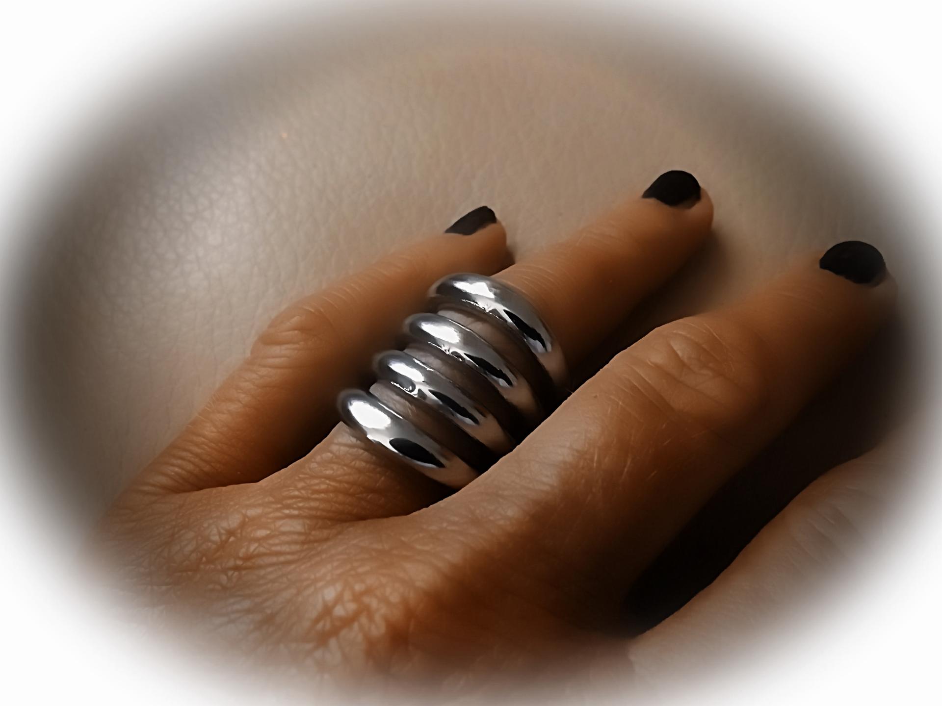 Wide Punk Style Statement Ring - Stainless Steel