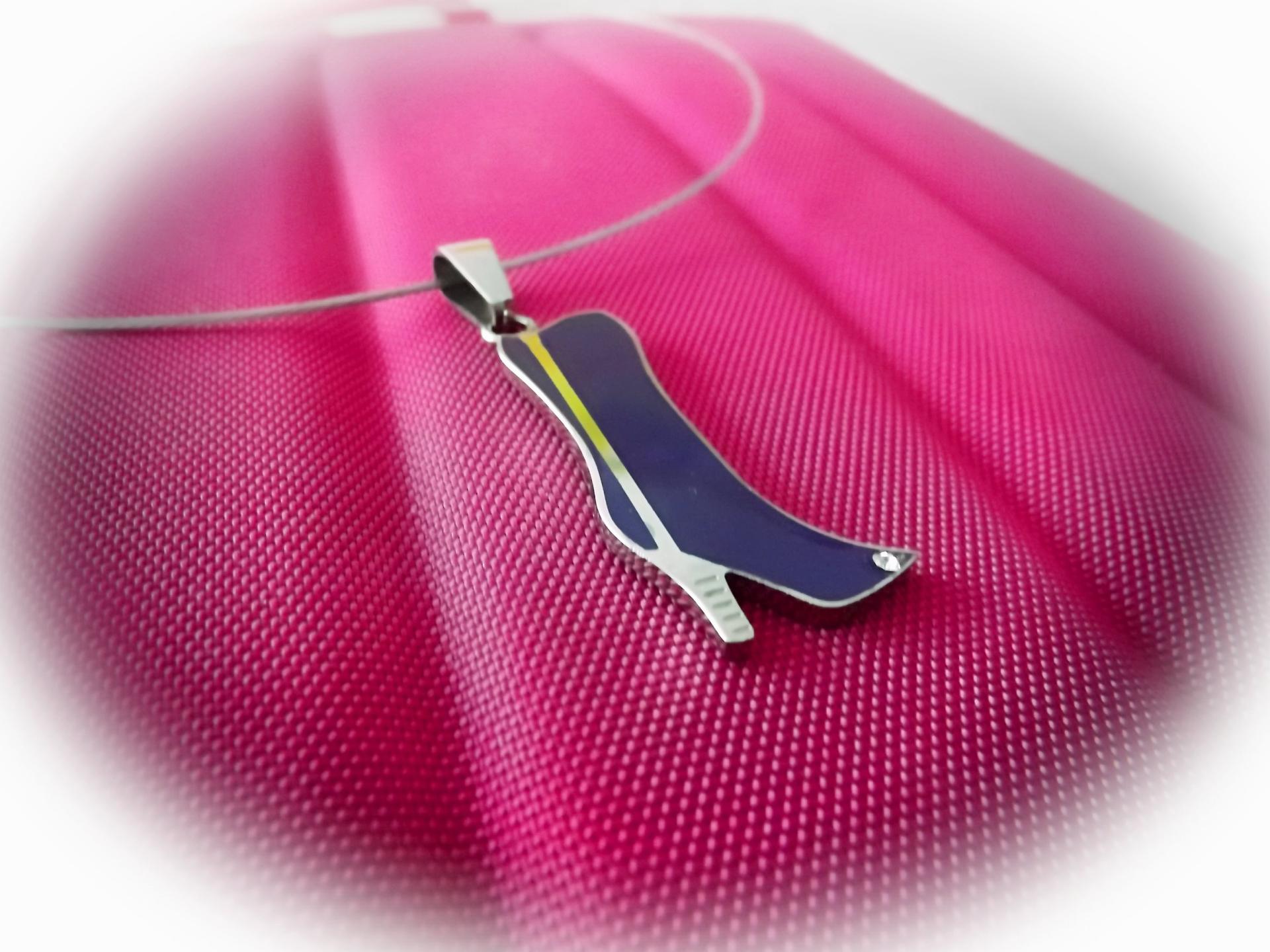 Purple High Heel Boot Pendant in Stainless Steel