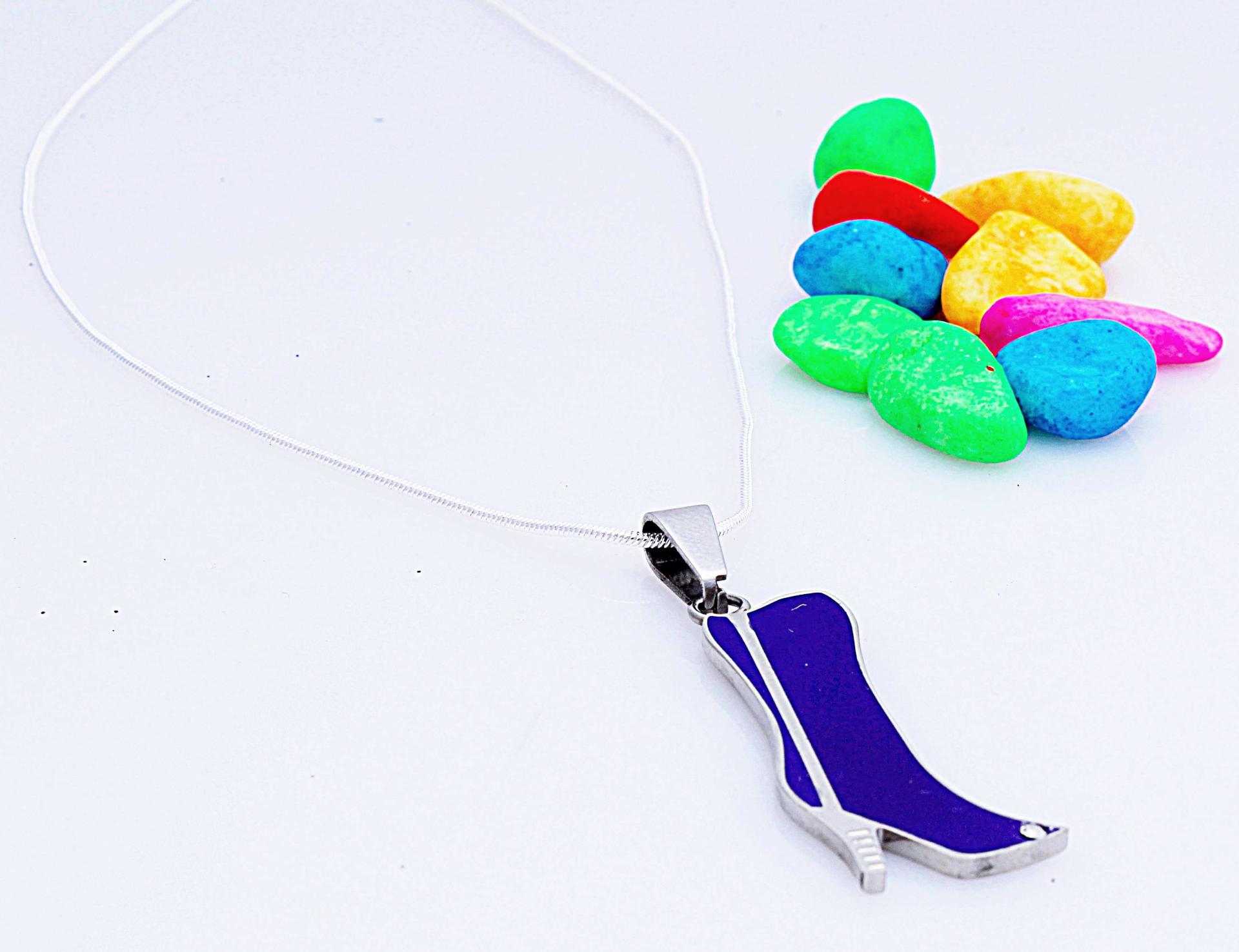 Purple High Heel Boot Pendant in Stainless Steel