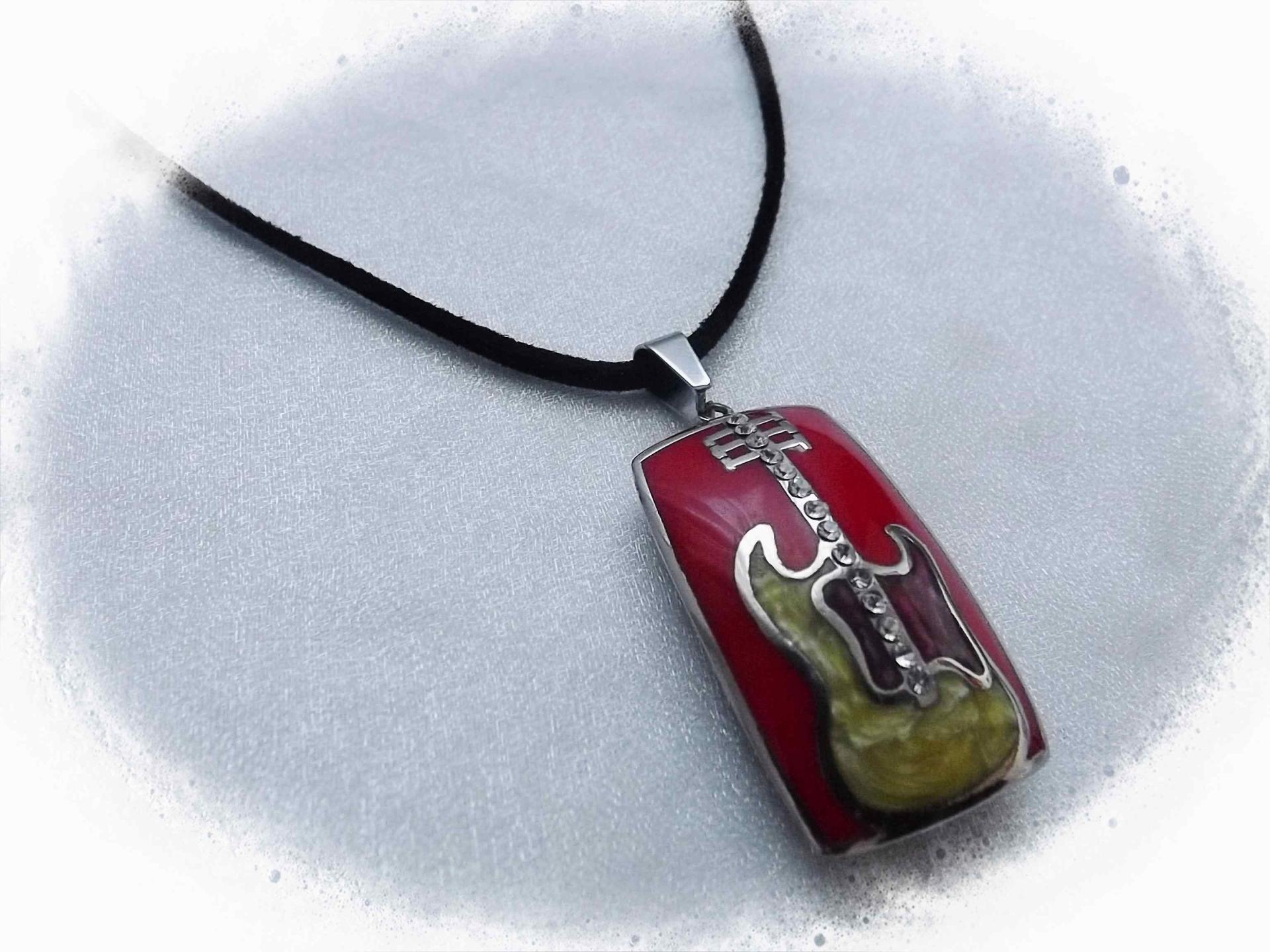 Red Electric Guitar Musical Instrument Pendant