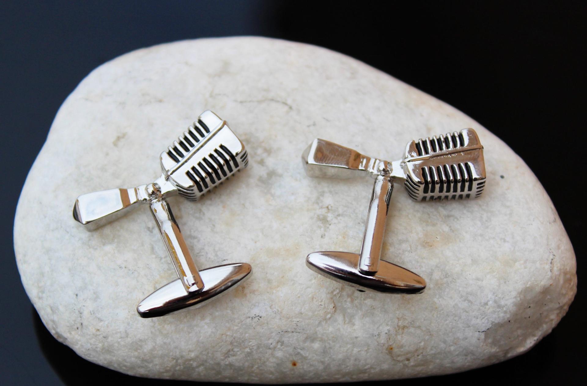 Reslo Microphone Cufflinks in Stainless Steel