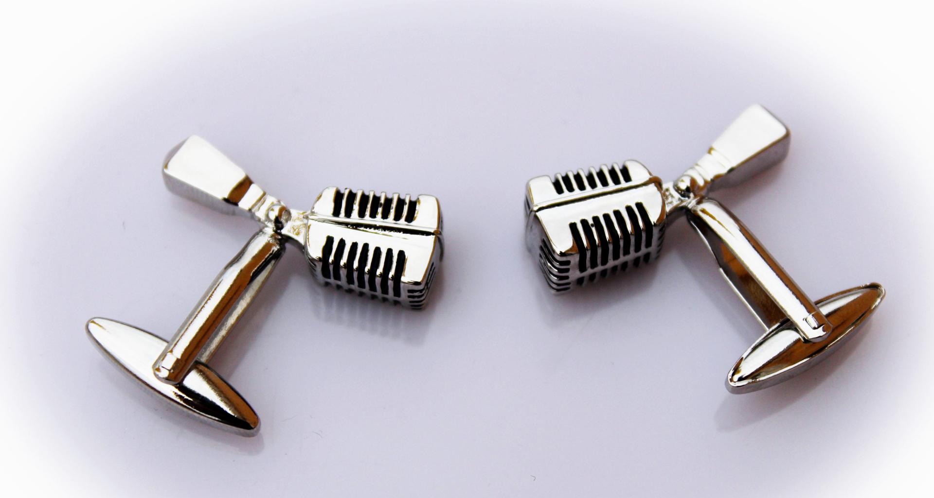 Reslo Microphone Cufflinks in Stainless Steel