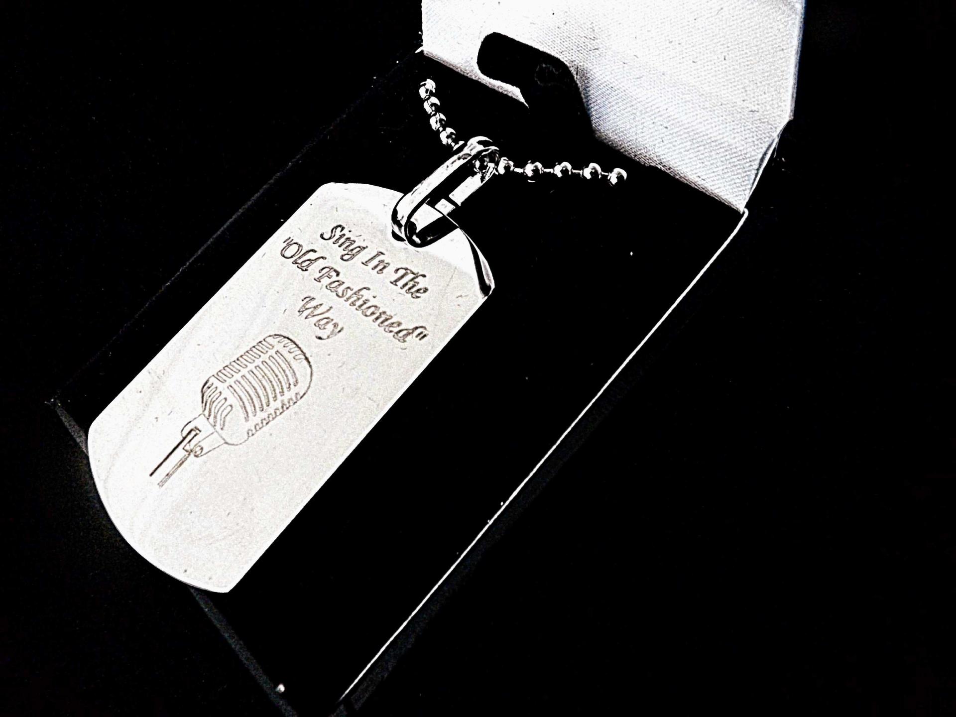 Chrome Tag Pendants with Microphones